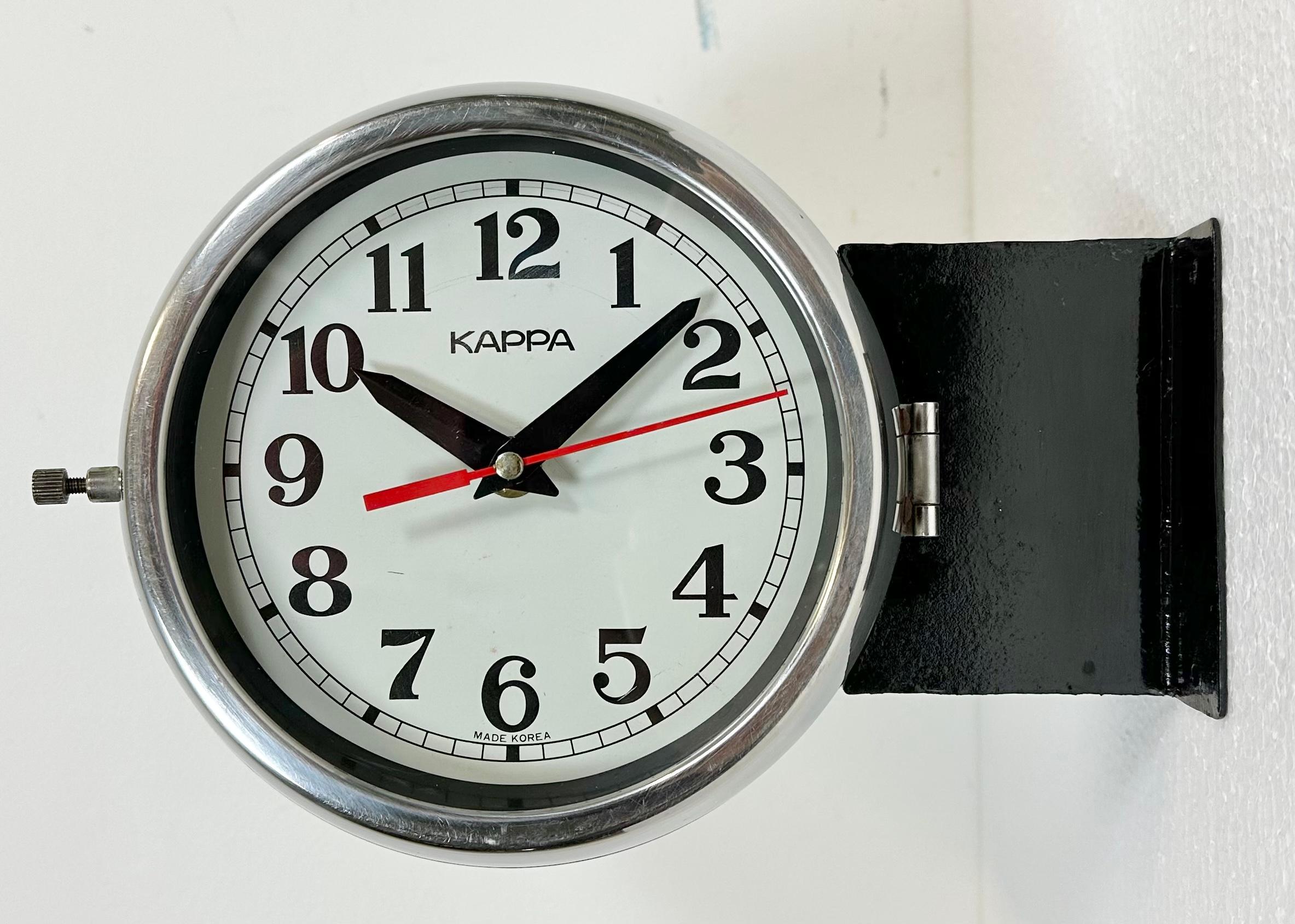Industrial Vintage Black Kappa Double-Sided Navy Wall Clock, 1980s