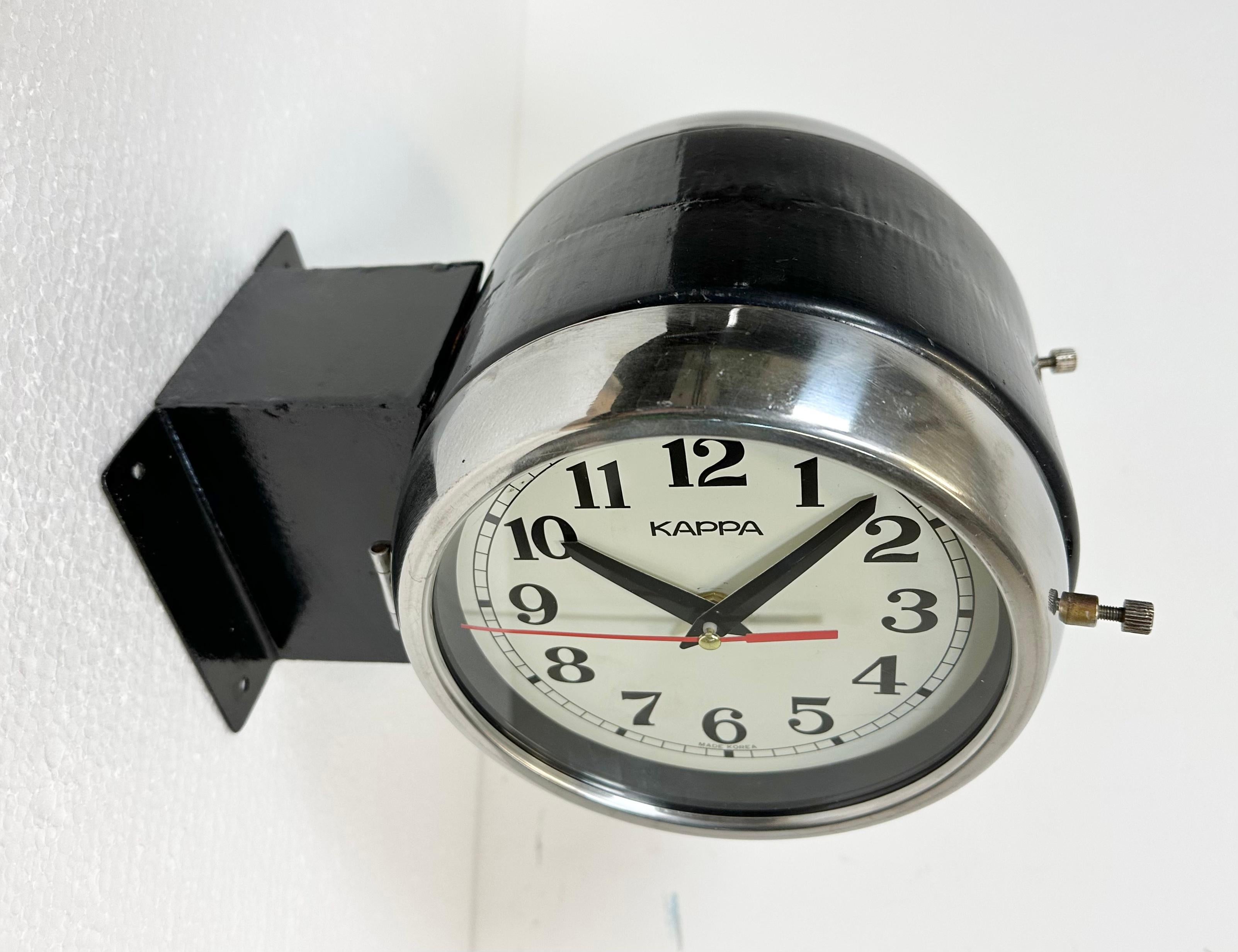 Late 20th Century Vintage Black Kappa Double-Sided Navy Wall Clock, 1980s