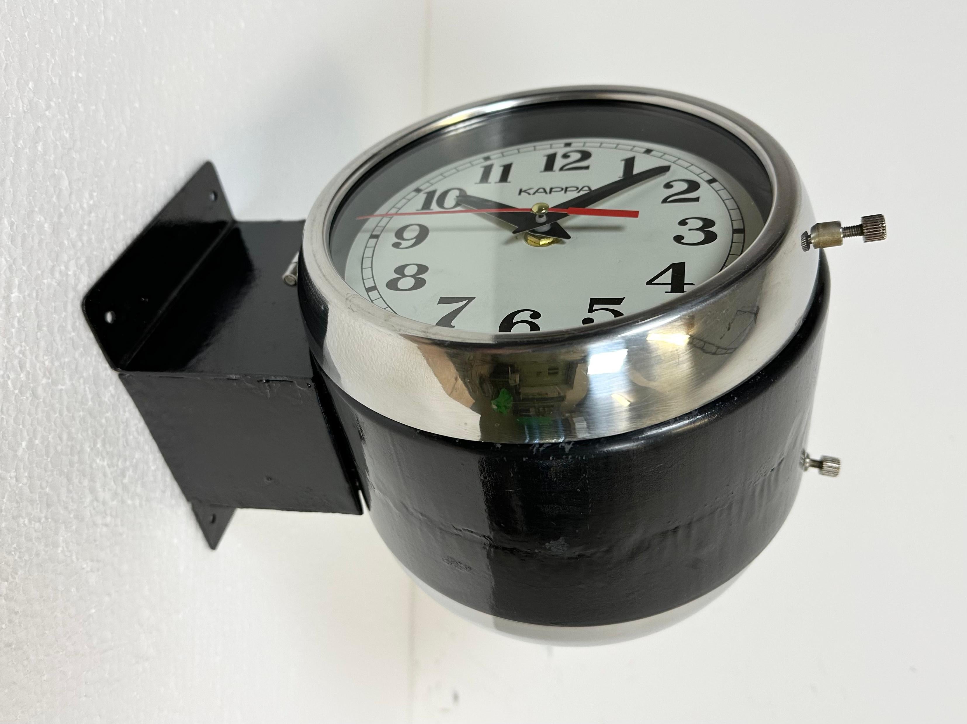 Vintage Black Kappa Double-Sided Navy Wall Clock, 1980s 2