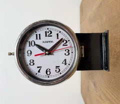 Horloge murale vintage Kappa noire à double face, représentant un bateau, années 1980