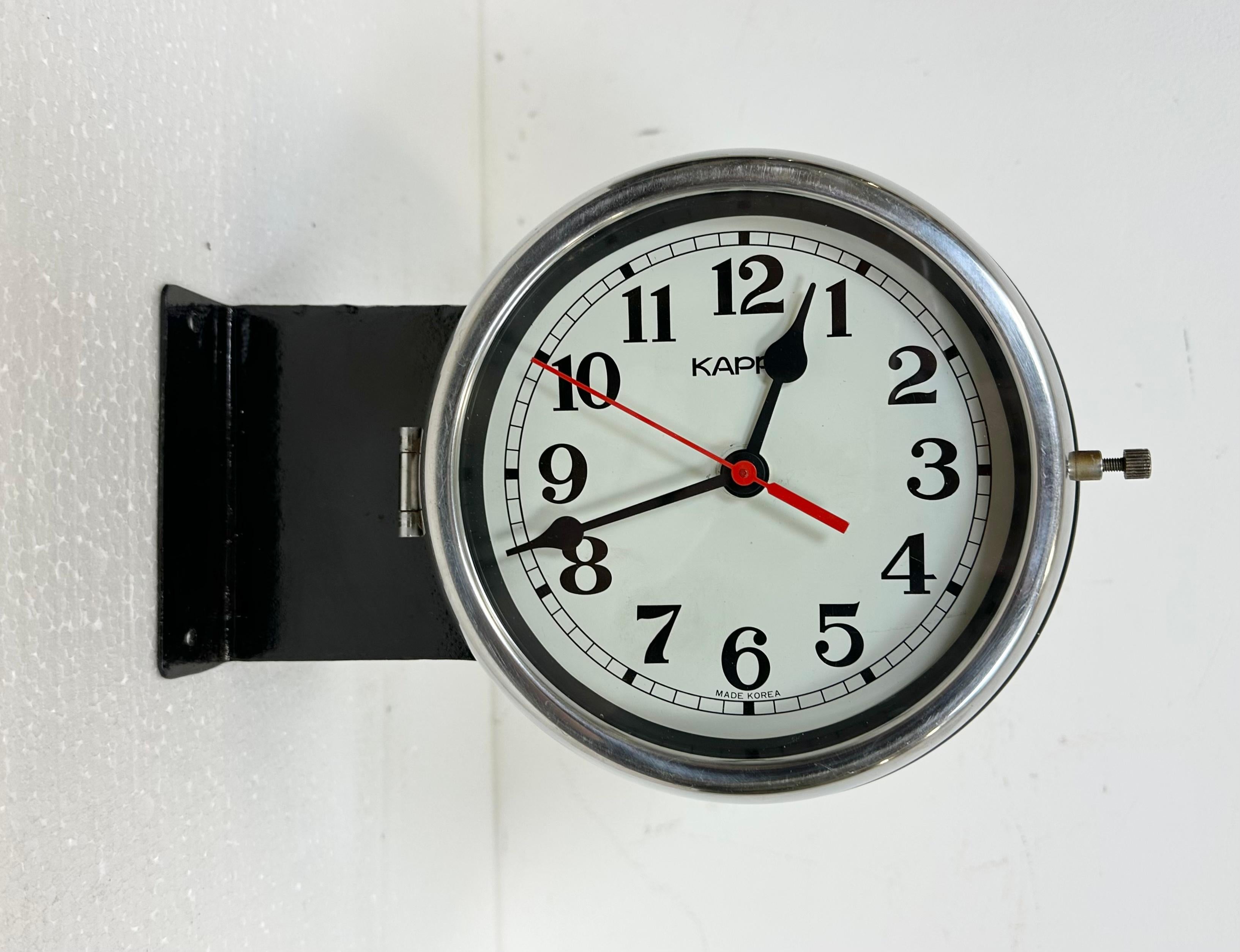 Korean Vintage Black Kappa Maritime Double-Sided Wall Clock, 1980s