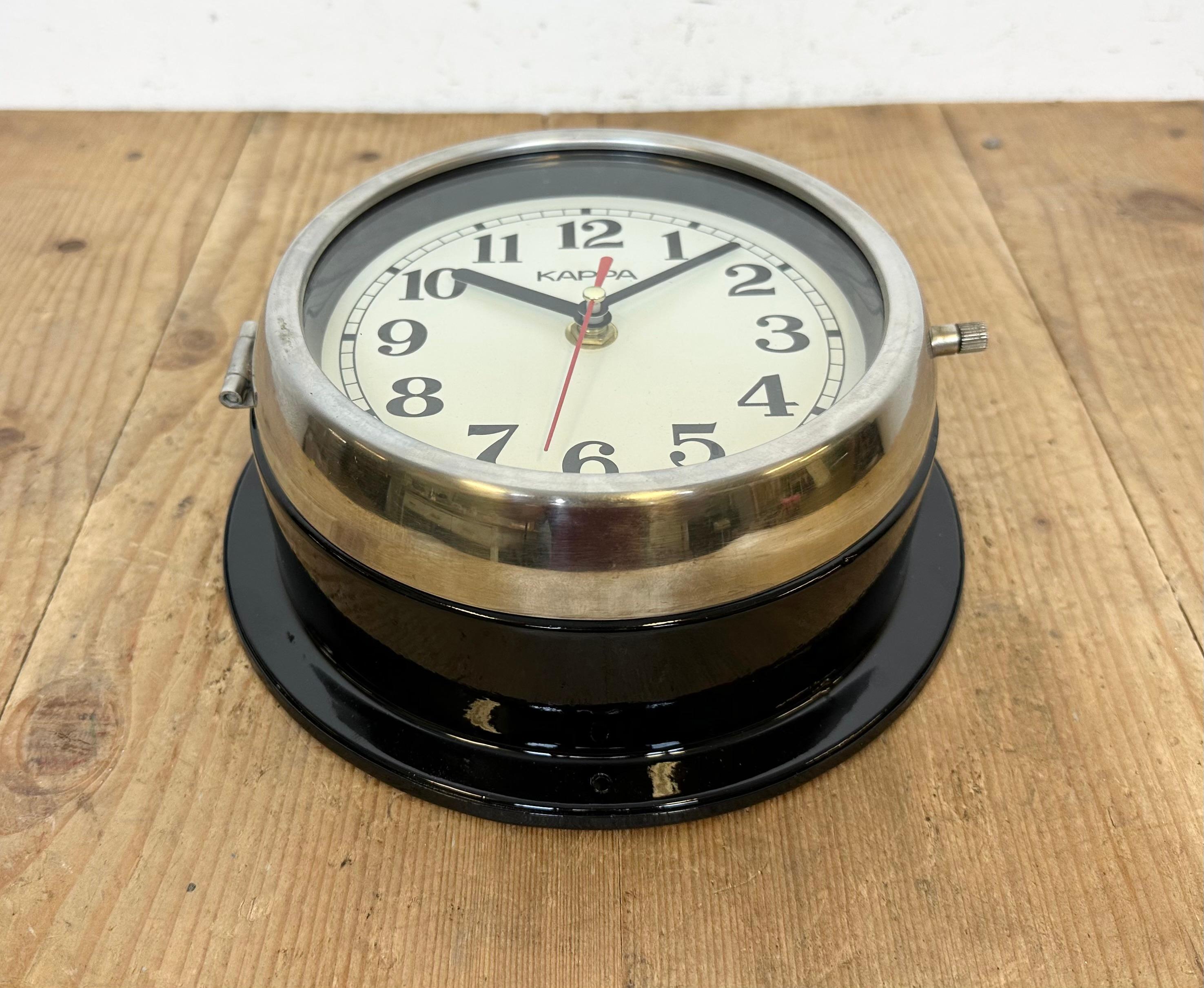 20th Century Vintage Black Kappa Maritime Wall Clock, 1980s For Sale