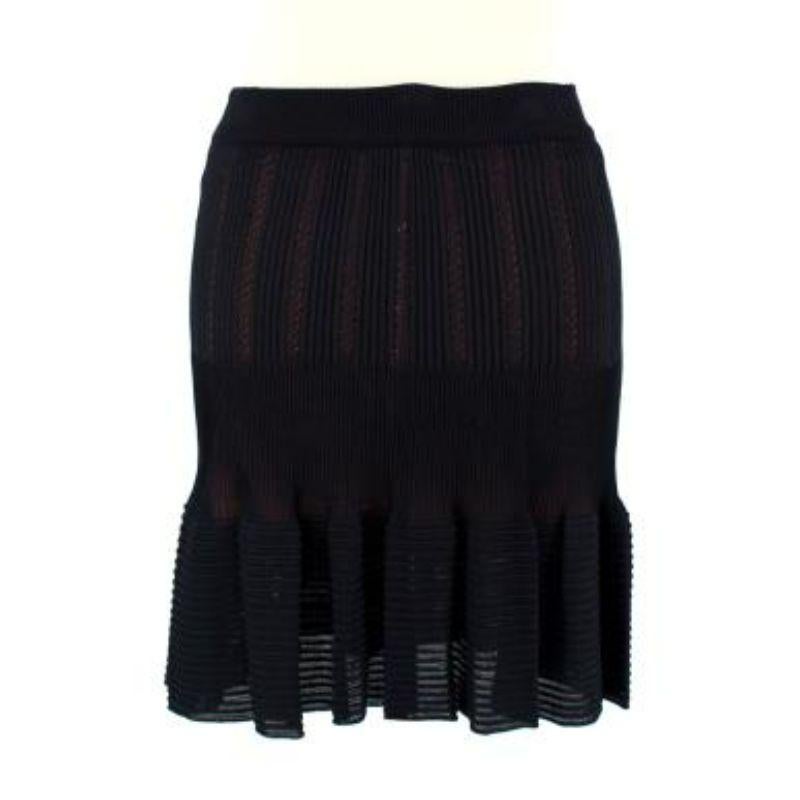 Vintage Black Knit Ruffled Mini Skirt In Good Condition For Sale In London, GB