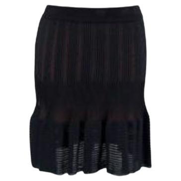 Vintage Black Knit Ruffled Mini Skirt For Sale