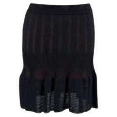 Vintage Black Knit Ruffled Mini Skirt