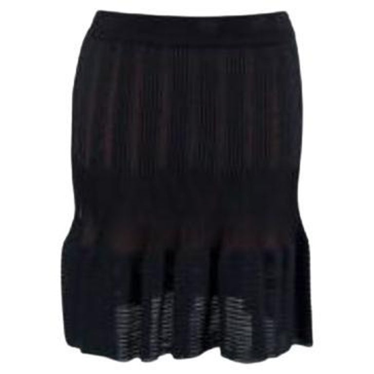 Vintage Black Knit Ruffled Mini Skirt For Sale at 1stDibs