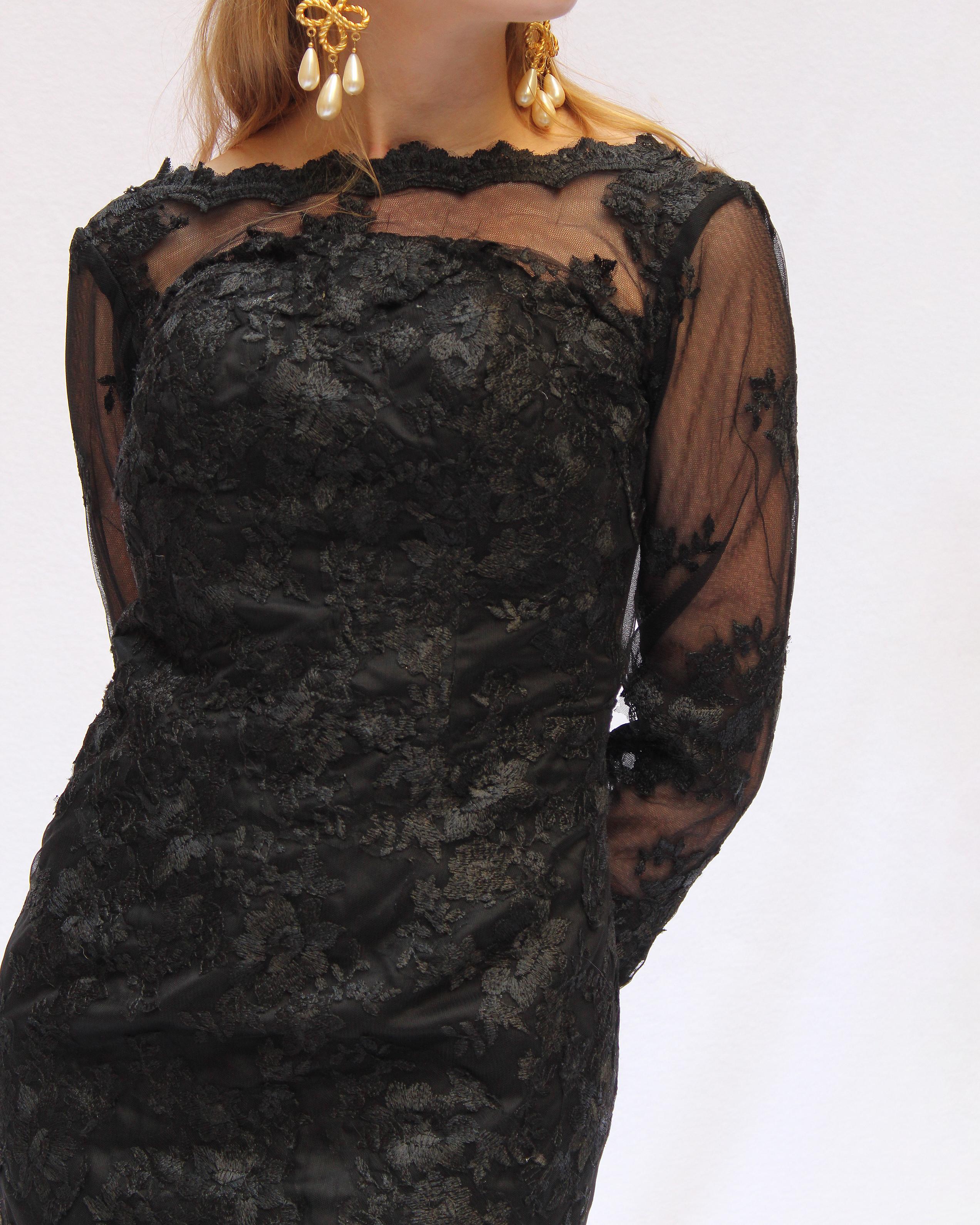 Men's Vintage Black Lace Gown, in the style of Dolce & Gabbana