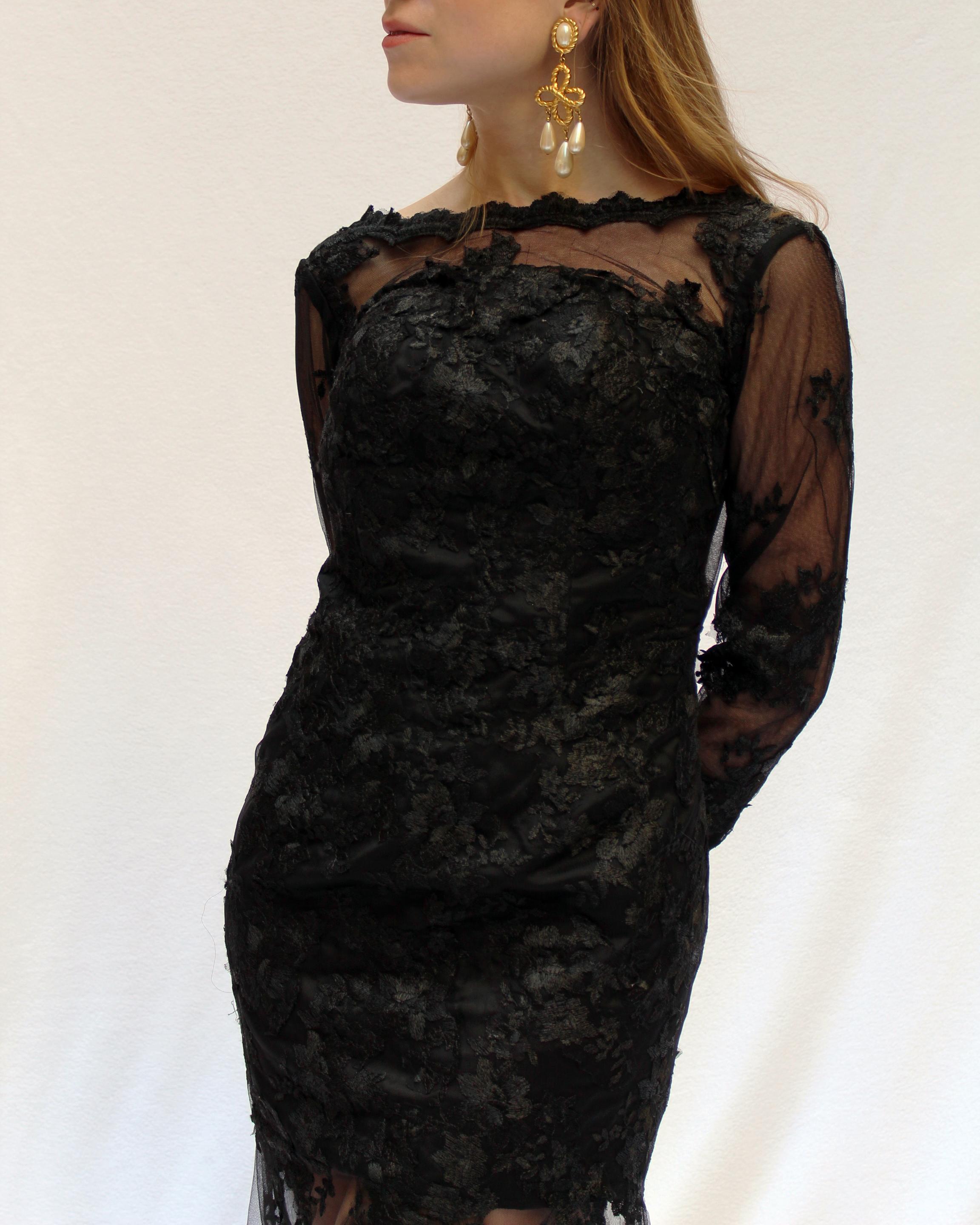 Vintage Black Lace Gown, in the style of Dolce & Gabbana 1