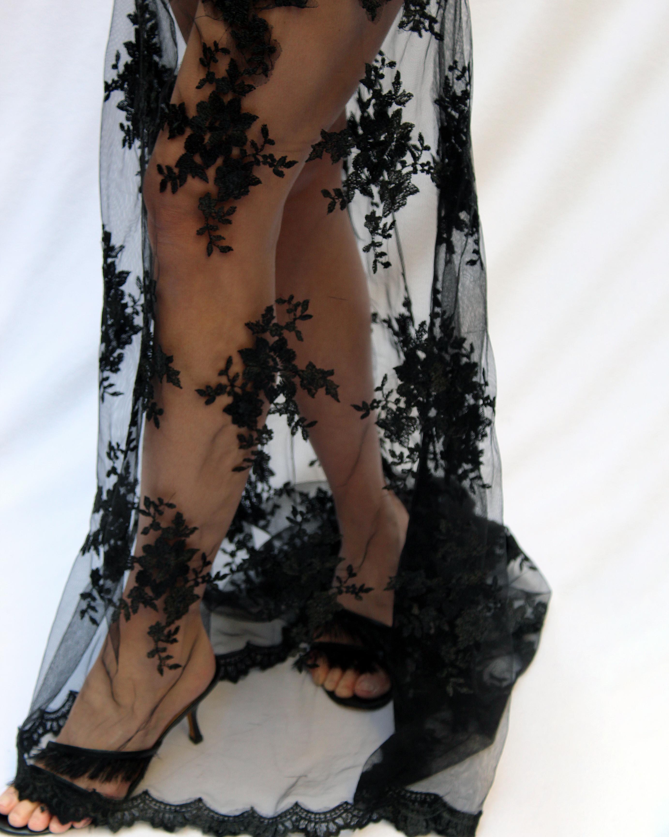 Vintage Black Lace Gown, in the style of Dolce & Gabbana 2