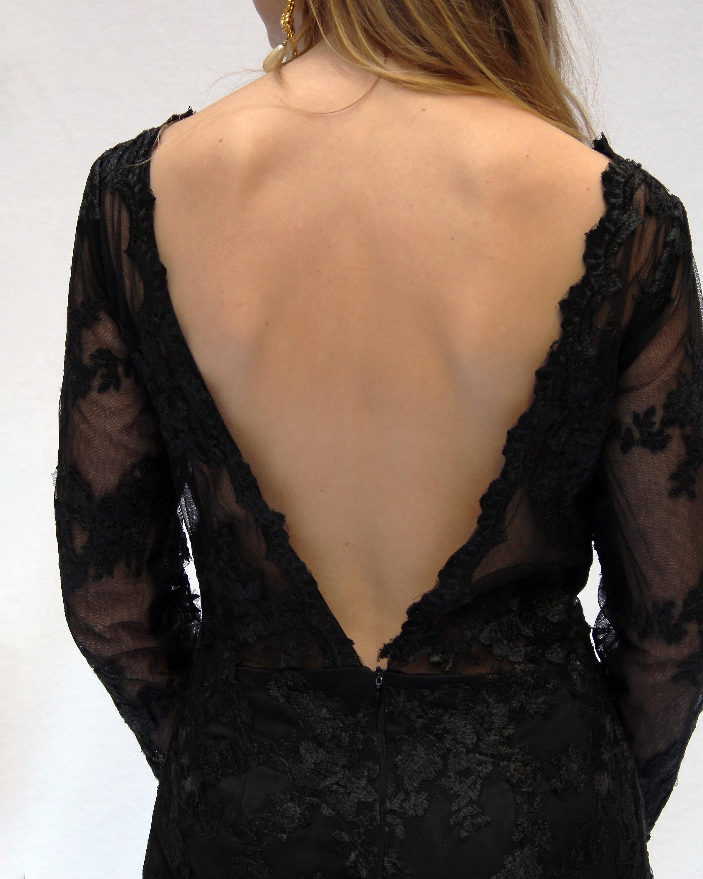Vintage Black Lace Gown, in the style of Dolce & Gabbana For Sale 3
