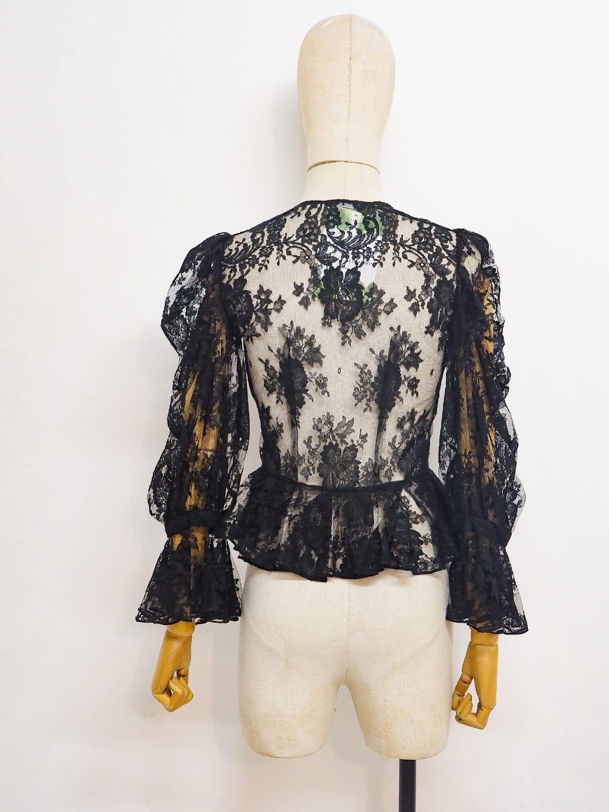 Alexander McQueen Vintage black lace shirt For Sale 5
