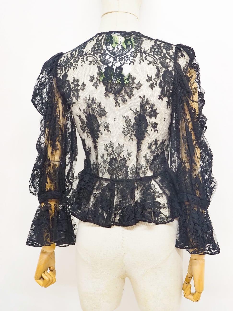 Alexander McQueen Vintage black lace shirt For Sale 8