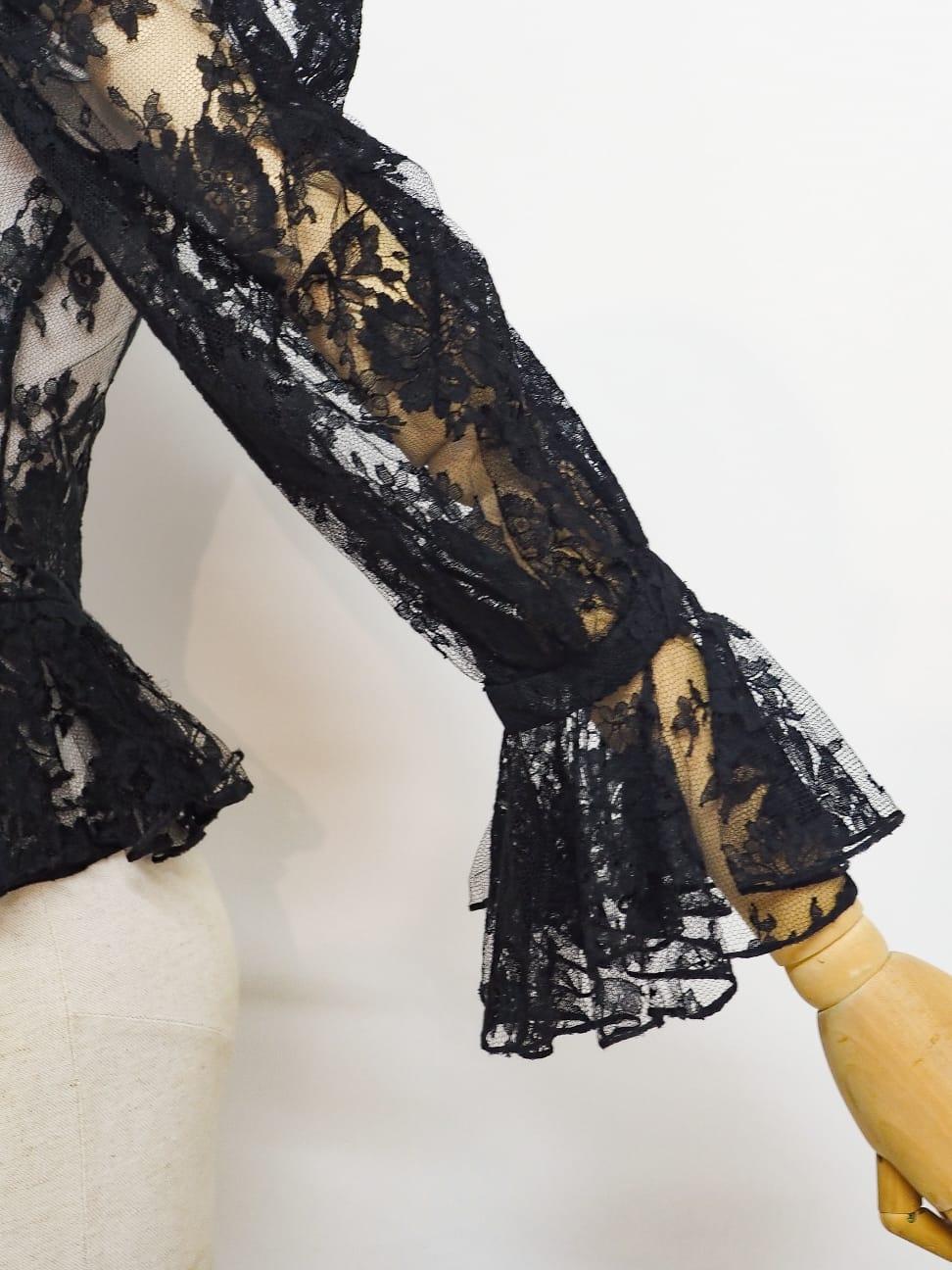 Alexander McQueen Vintage black lace shirt For Sale 9
