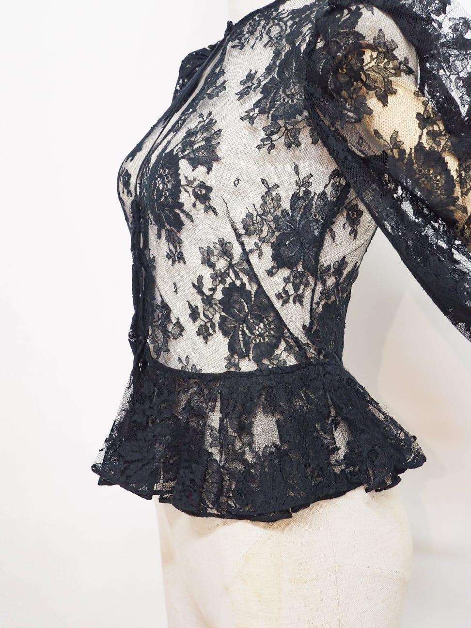 Alexander McQueen Vintage black lace shirt For Sale 10
