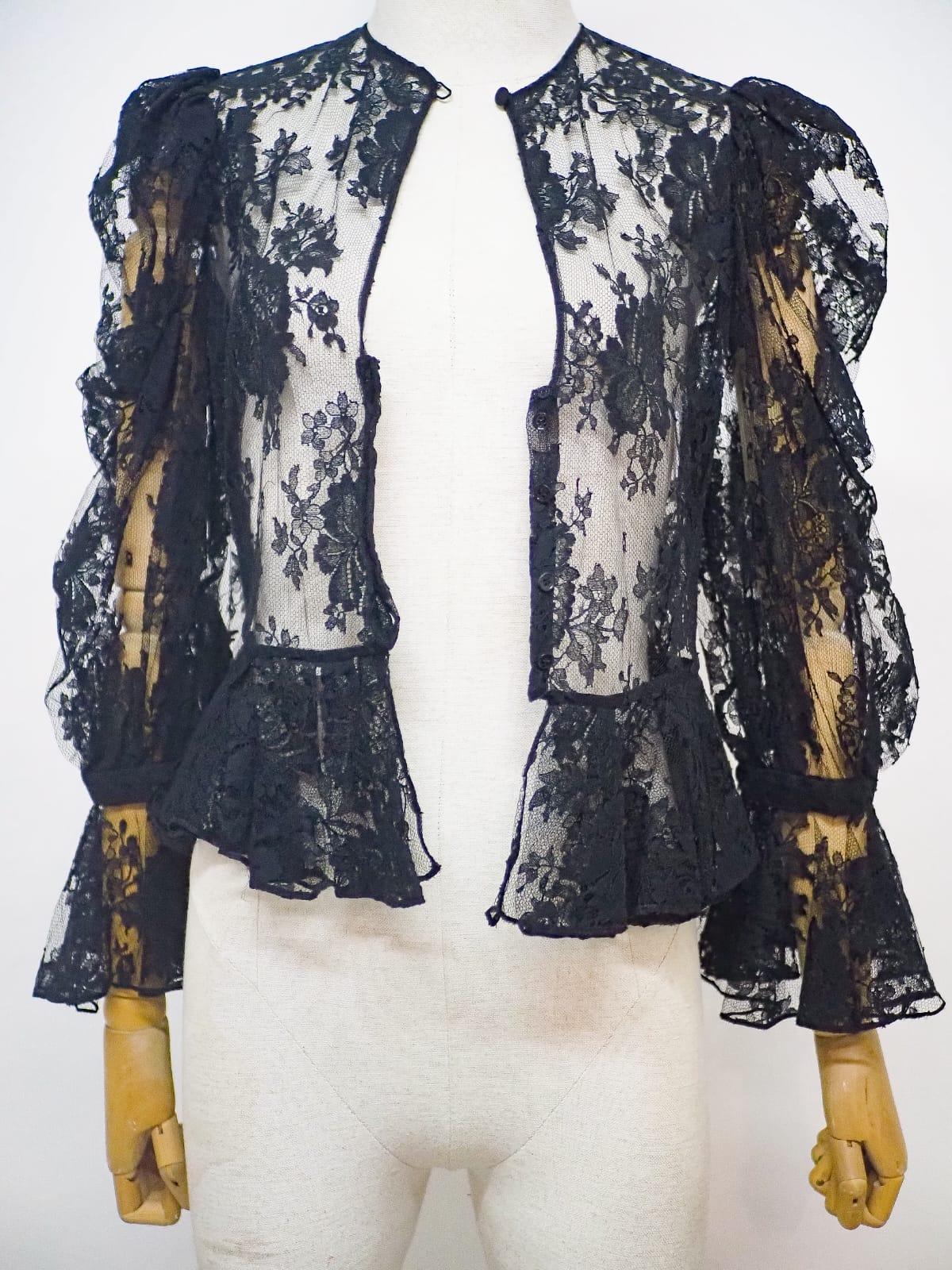 Black Alexander McQueen Vintage black lace shirt For Sale