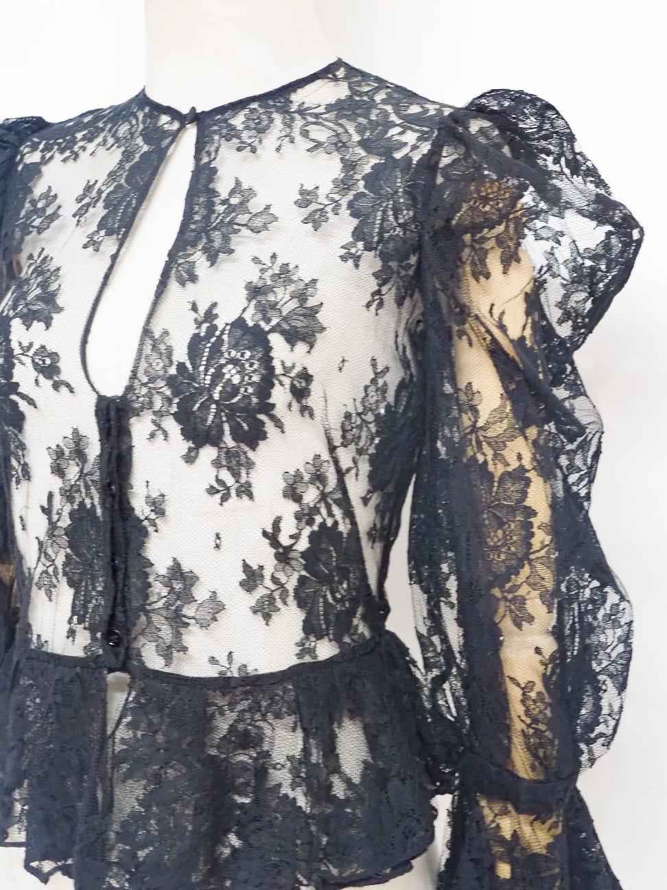 Alexander McQueen Vintage black lace shirt For Sale 1