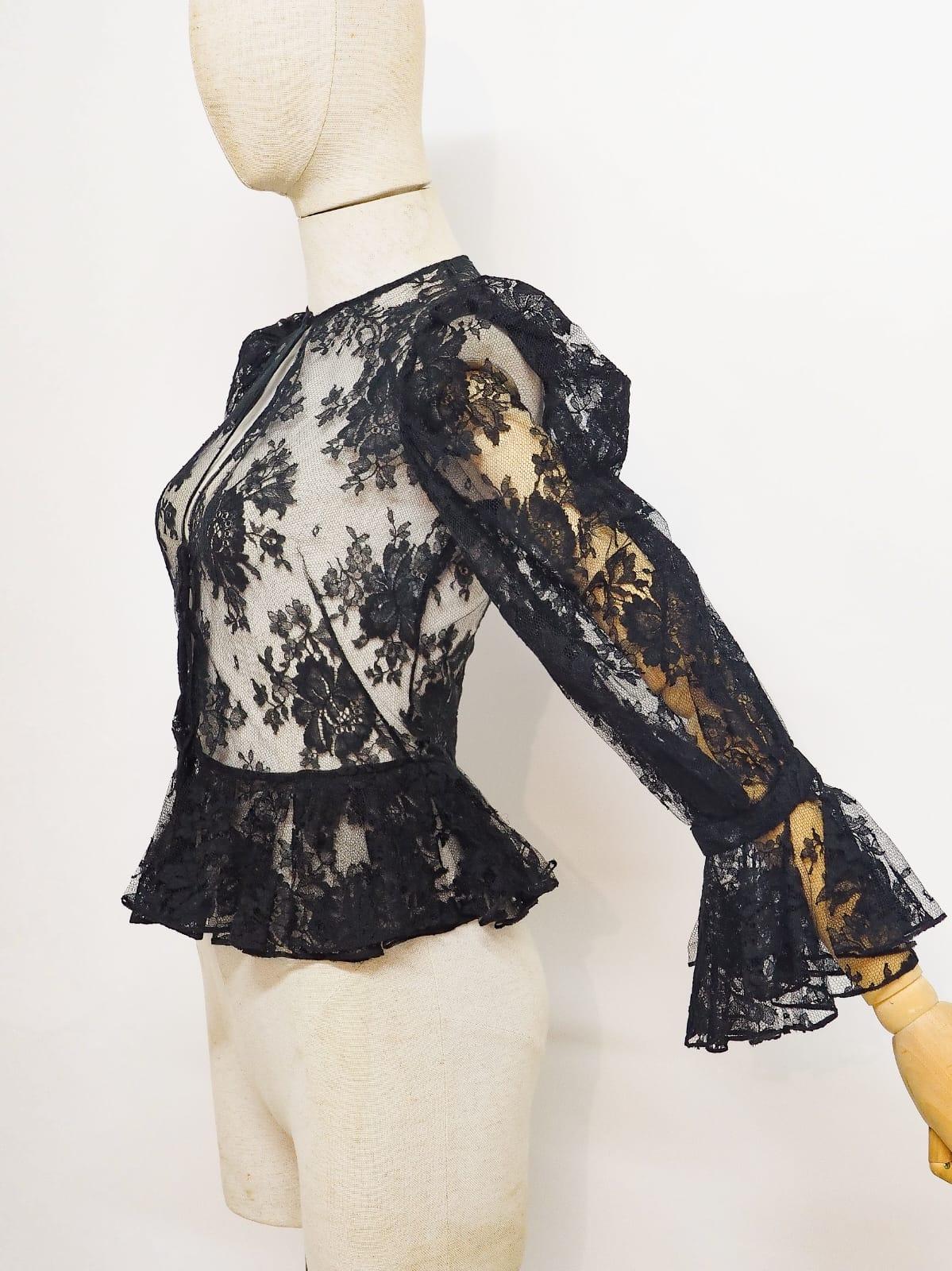 Alexander McQueen Vintage black lace shirt For Sale 2