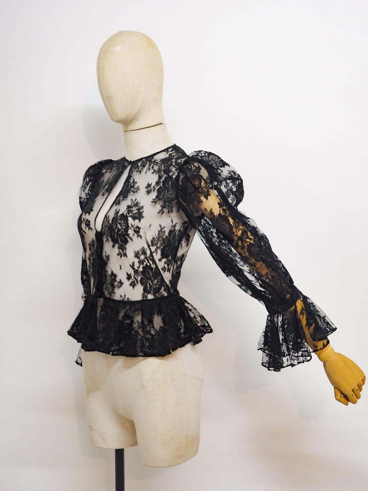 Alexander McQueen Vintage black lace shirt For Sale 3