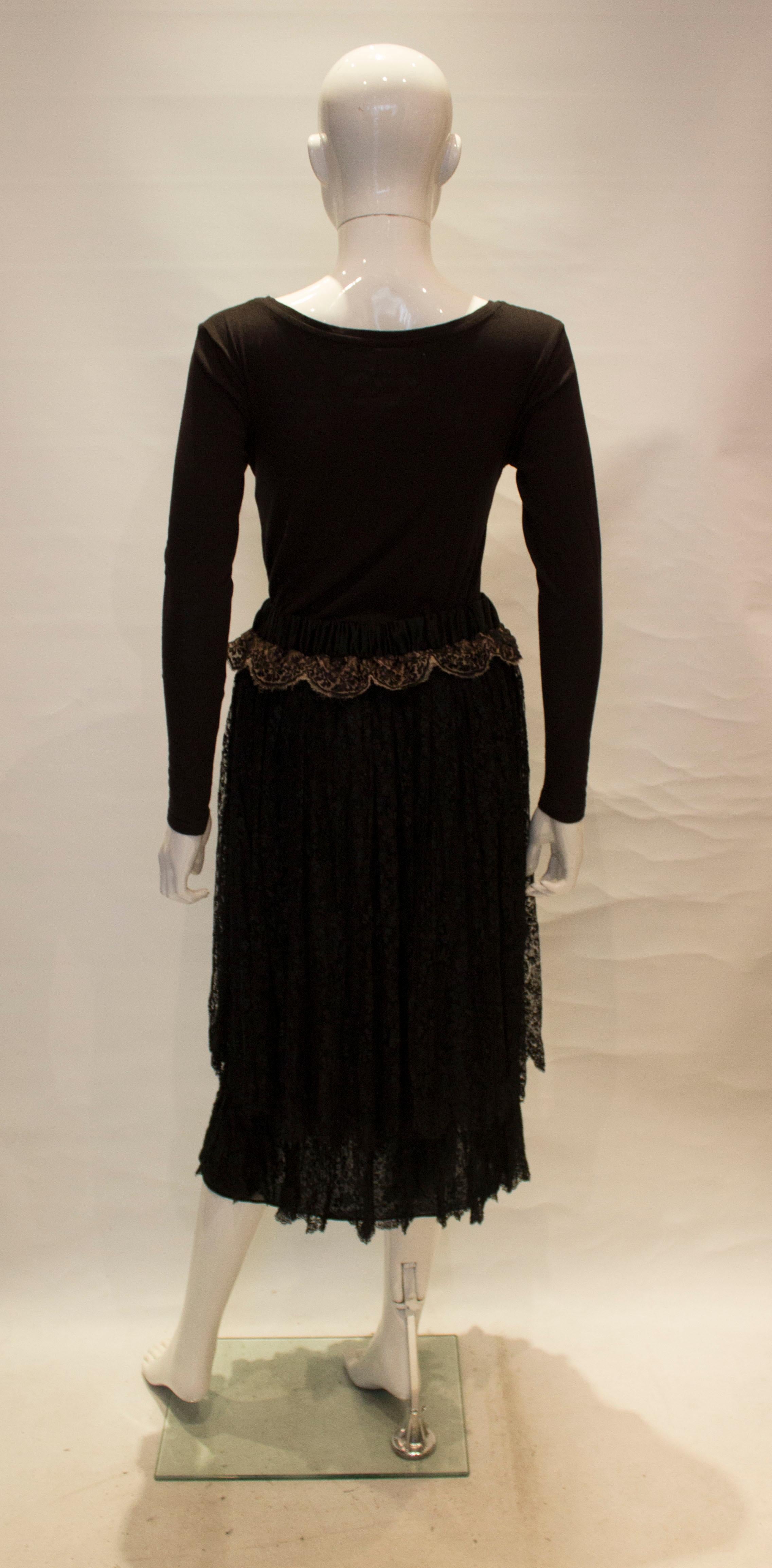 Women's Vintage Black Lace Skirt  For Sale