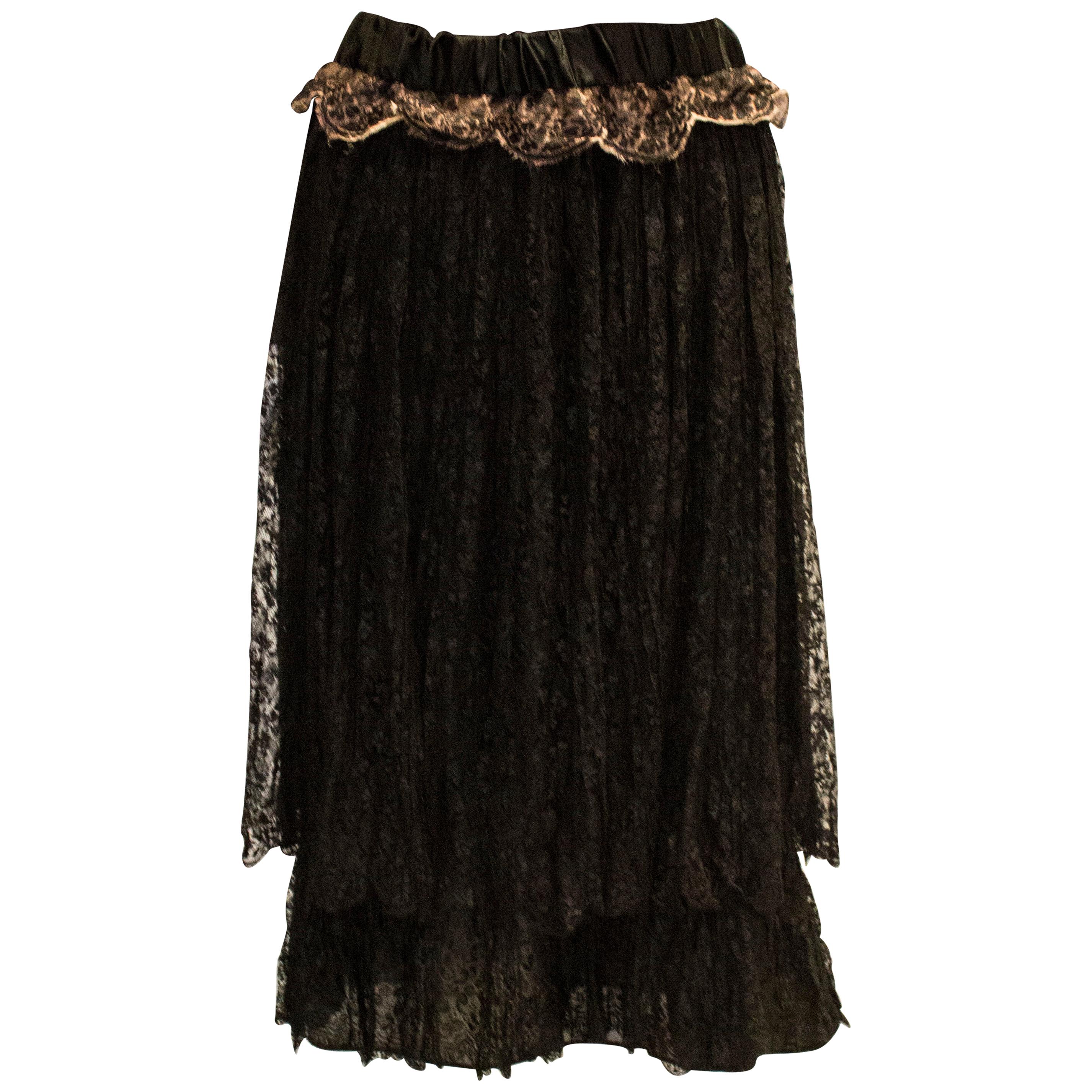 Vintage Black Lace Skirt  For Sale