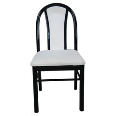 Vintage Black Lacquer Bentwood Upholstered Side Accent Vanity Dining Desk Chair