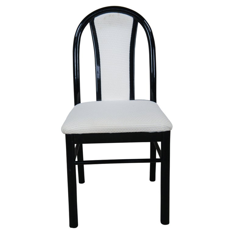 Vintage Black Lacquer Bentwood Upholstered Side Accent Vanity Dining