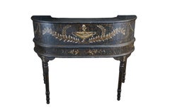Vintage Black Lacquer Chinoiserie Carlton House Neoclassical Writing Desk