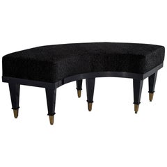 Vintage Black Lacquer Demilune Bench