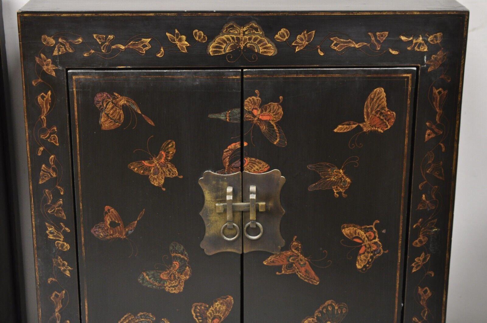 hand painted antique chinese black lacquer cabinet