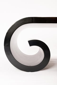 Vintage Black Lacquer Scroll Table in the style of Karl Springer