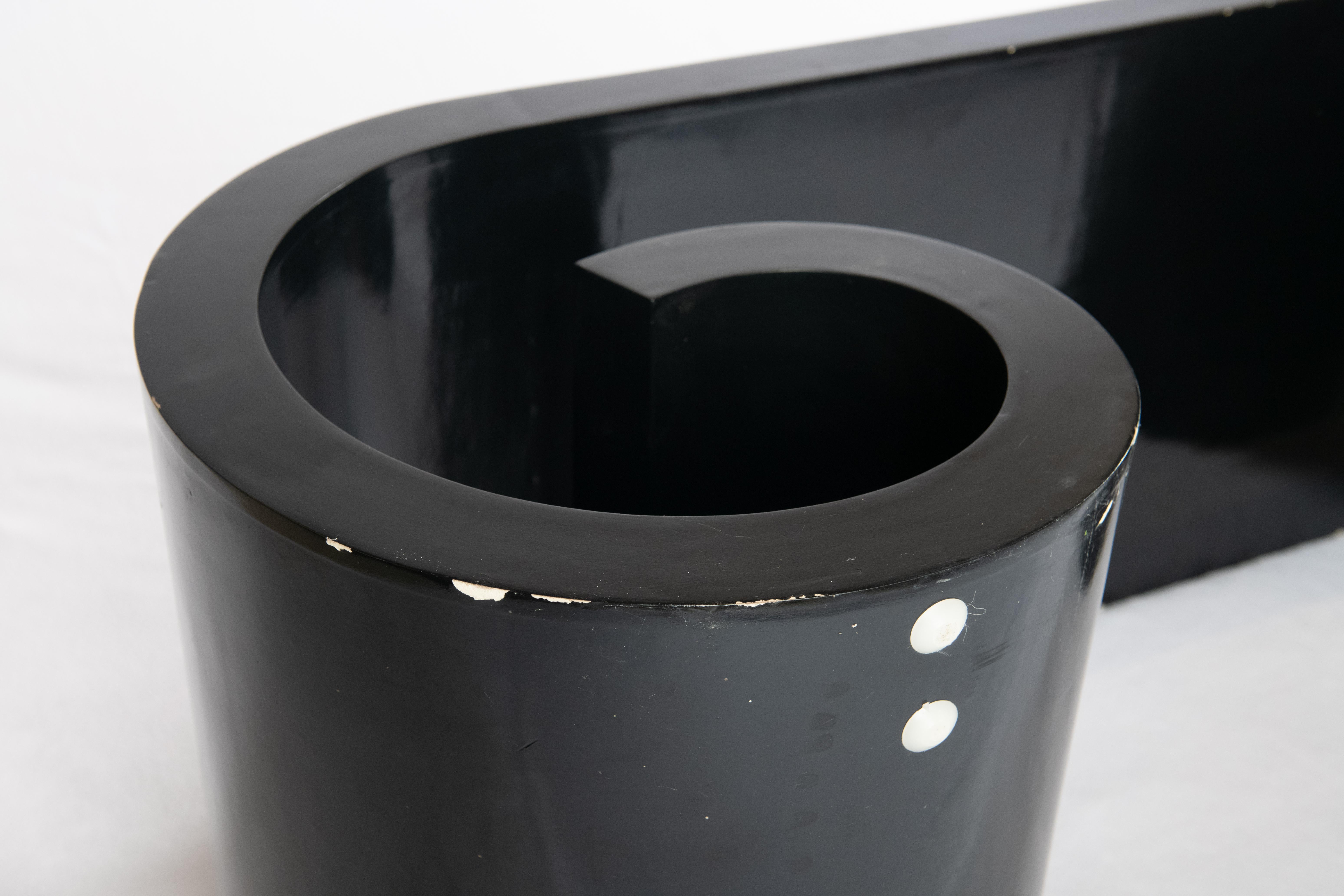 Mid-Century Modern Vintage Black Lacquer Scroll Table in the style of Karl Springer For Sale