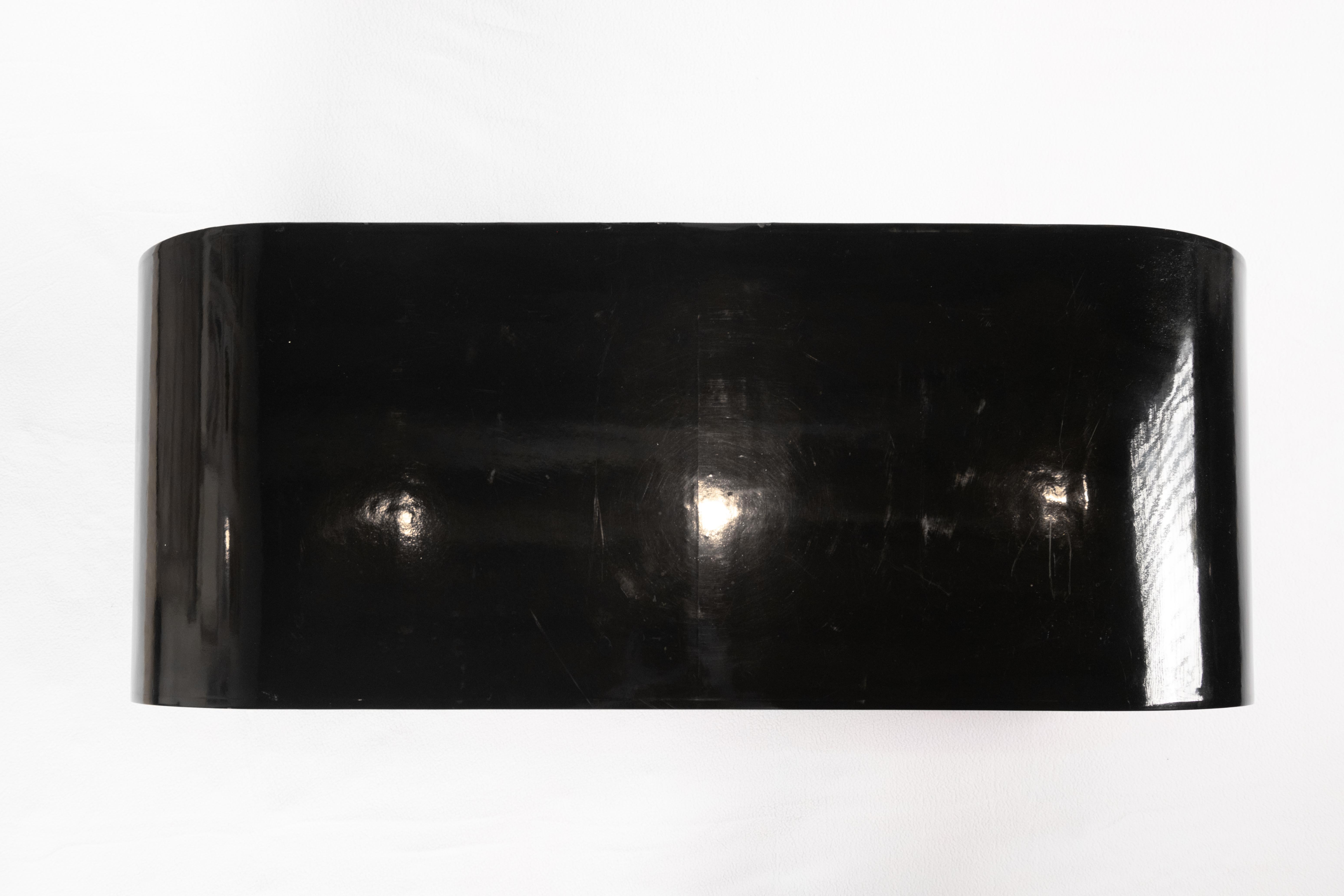 Lacquered Vintage Black Lacquer Scroll Table in the style of Karl Springer For Sale