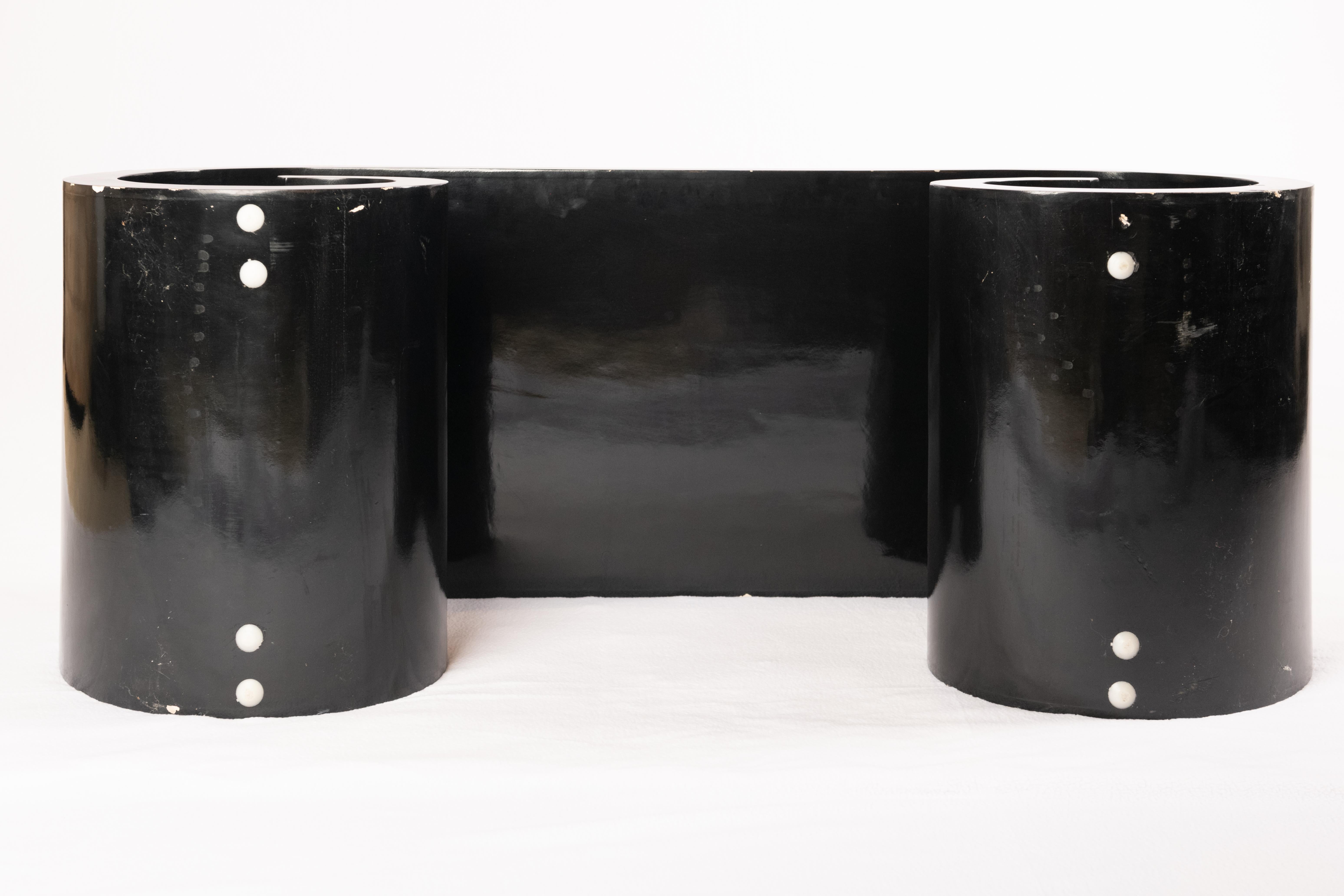 Vintage Black Lacquer Scroll Table in the style of Karl Springer In Good Condition For Sale In Wichita, KS