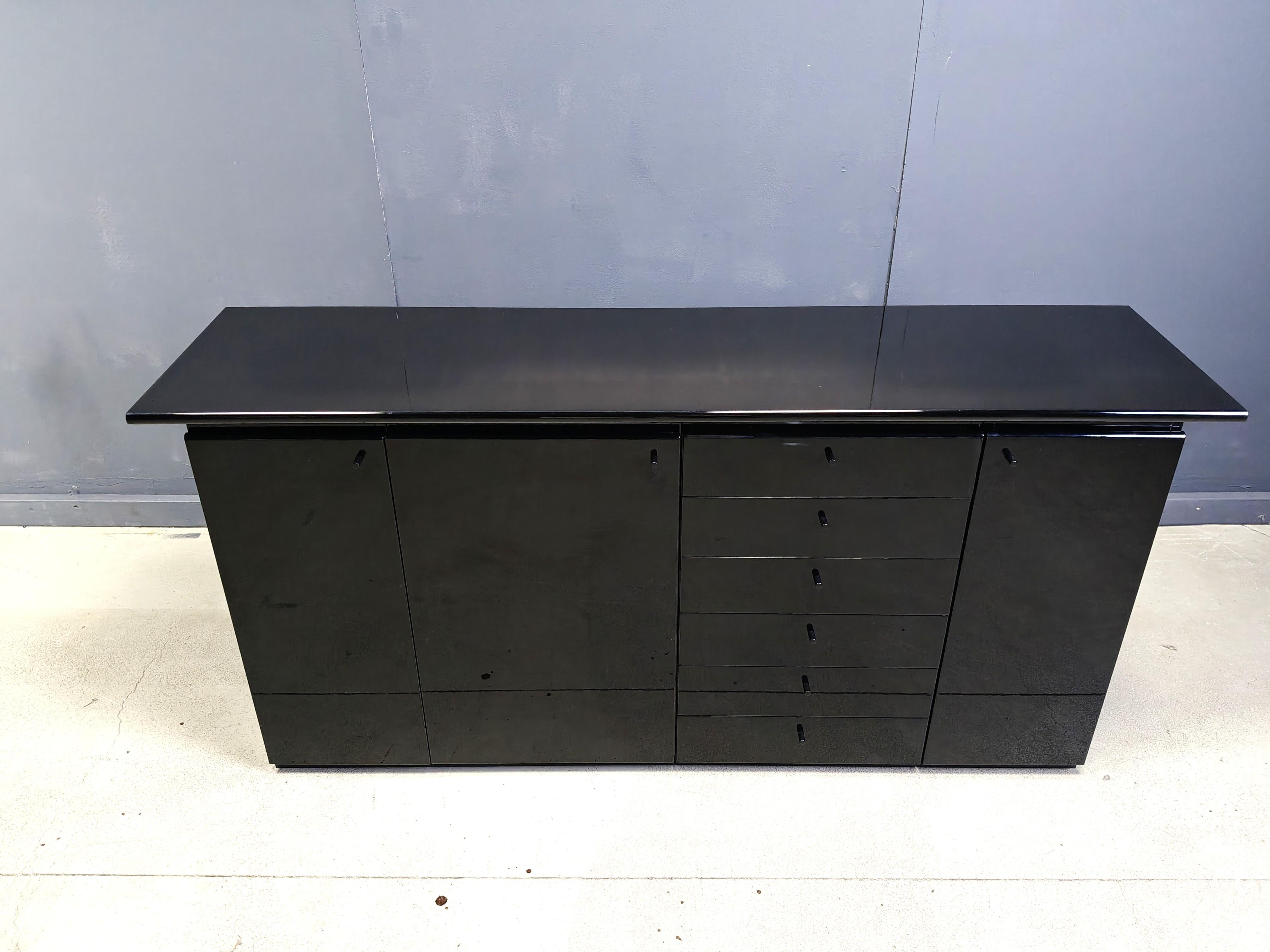 Vintage black lacquer sideboard, 1970s For Sale 2
