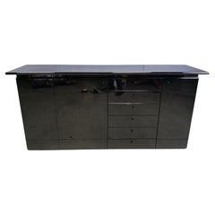 Vintage black lacquer sideboard, 1970s