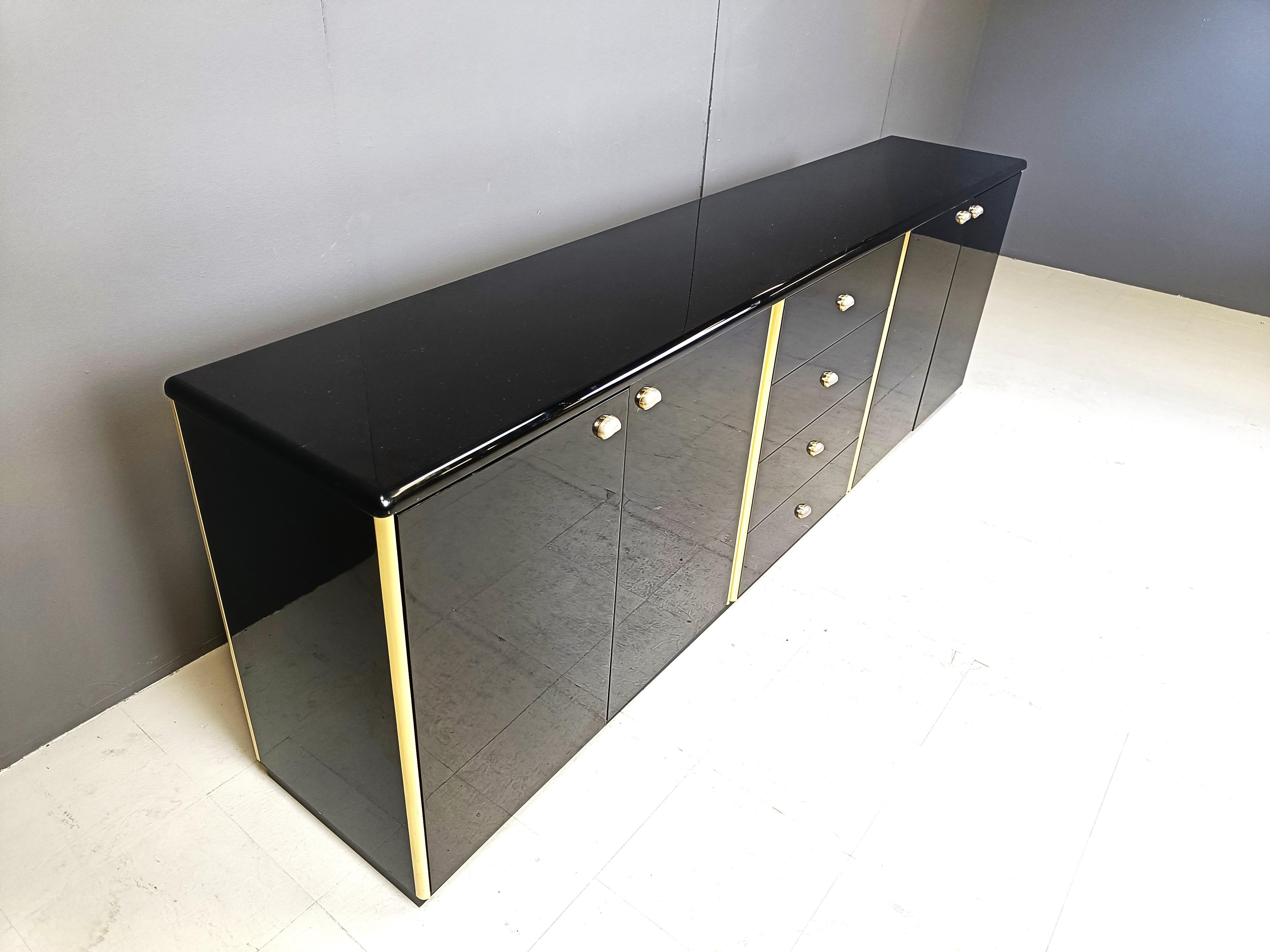 Vintage black lacquer sideboard, 1980s 3