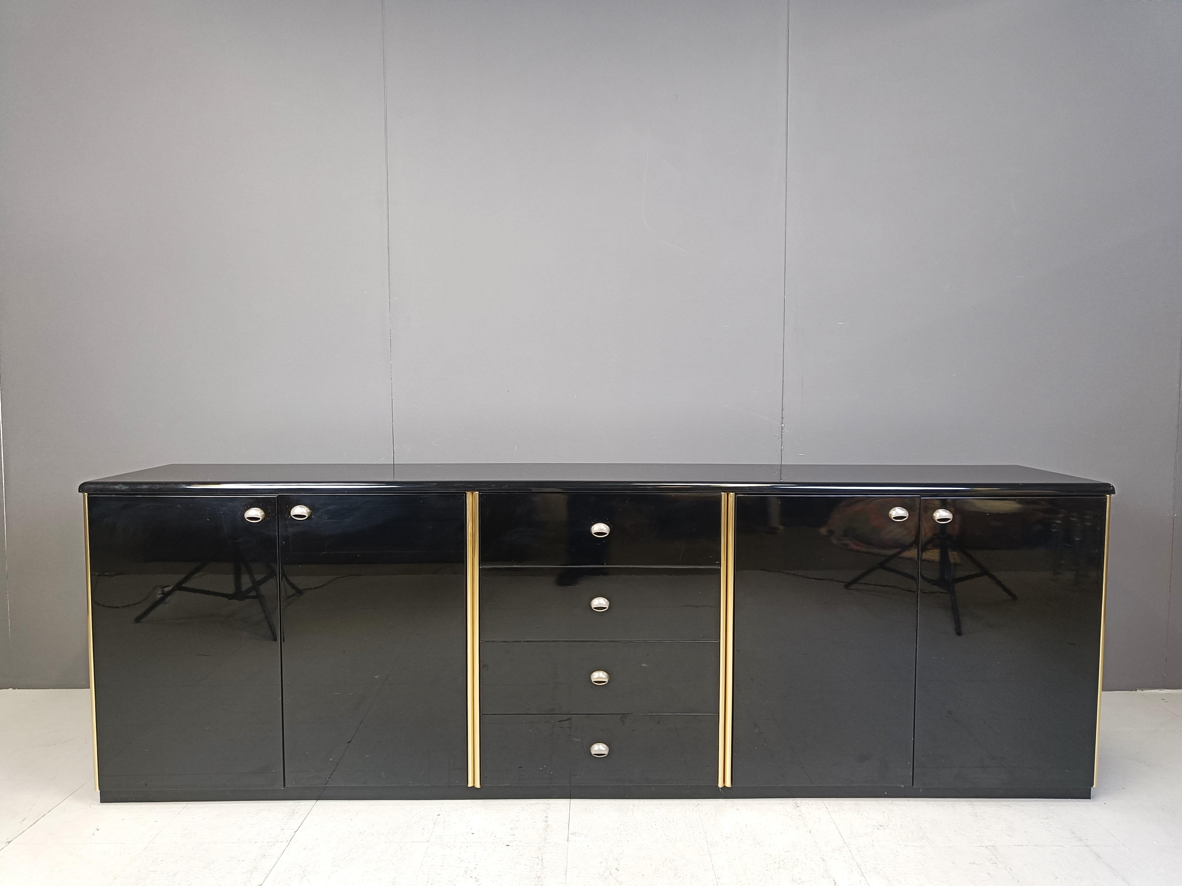 Italian Vintage black lacquer sideboard, 1980s