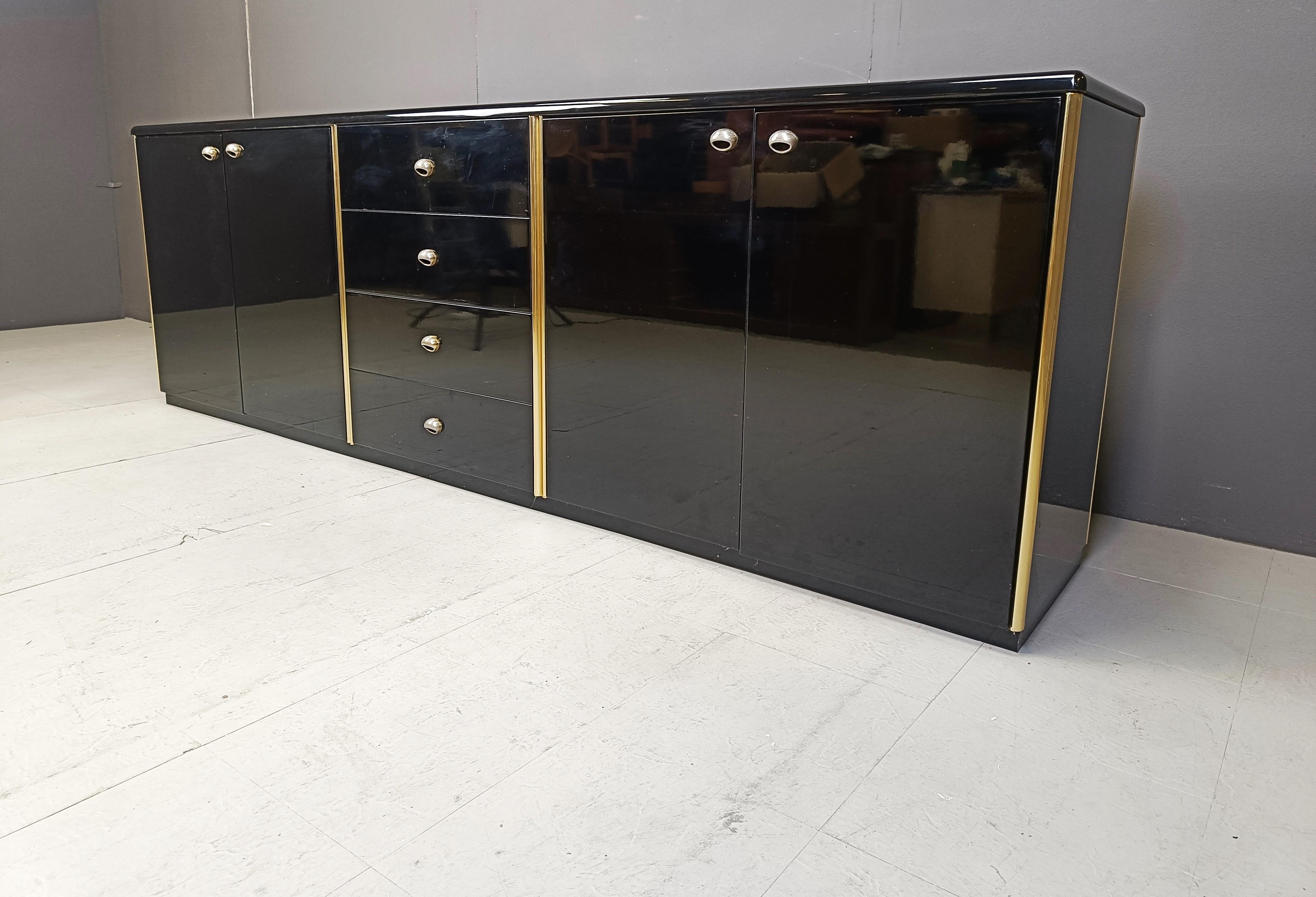 Vintage black lacquer sideboard, 1980s 2