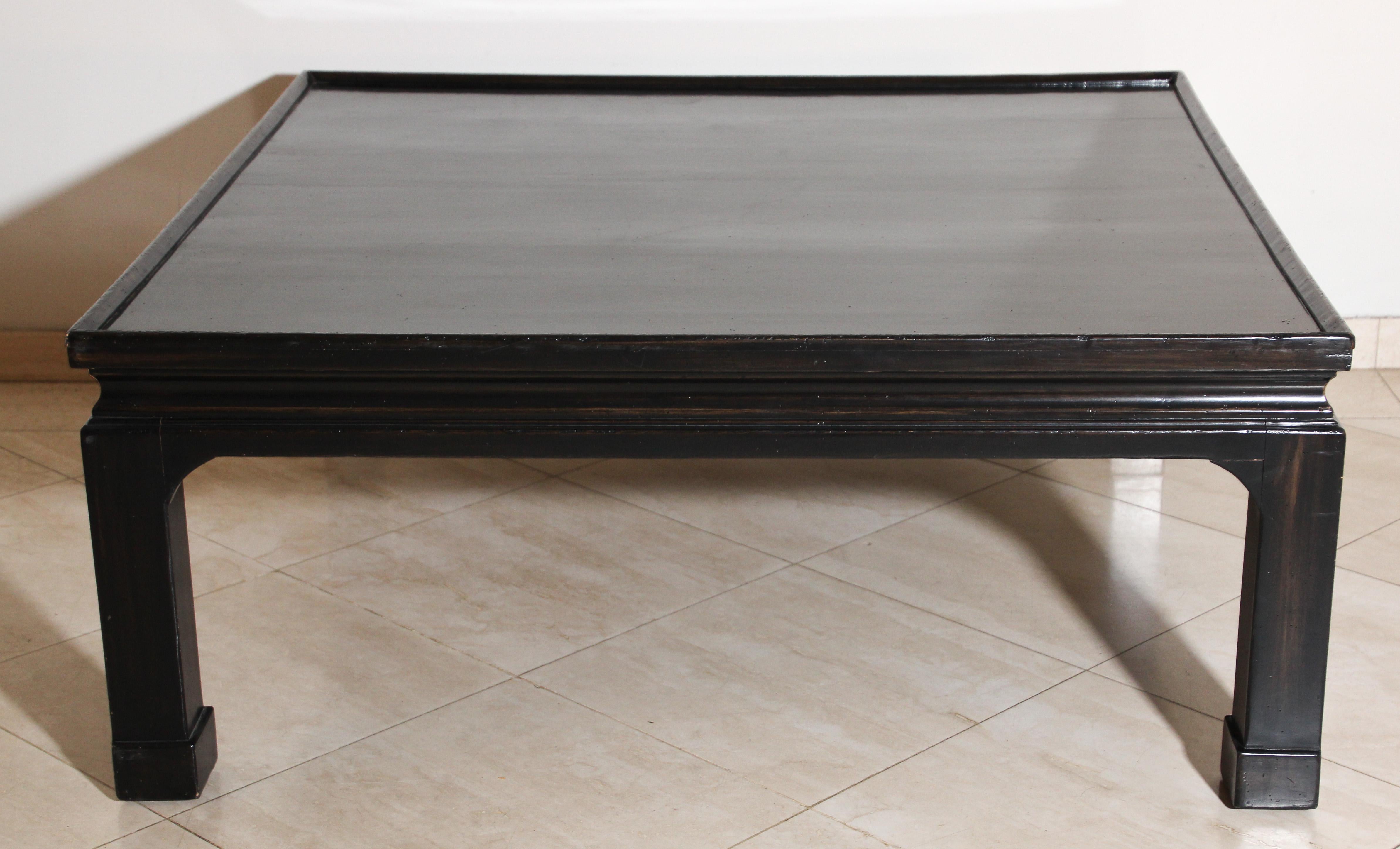 Vintage Black Lacquer Square Asian Chinese Coffee Table 5