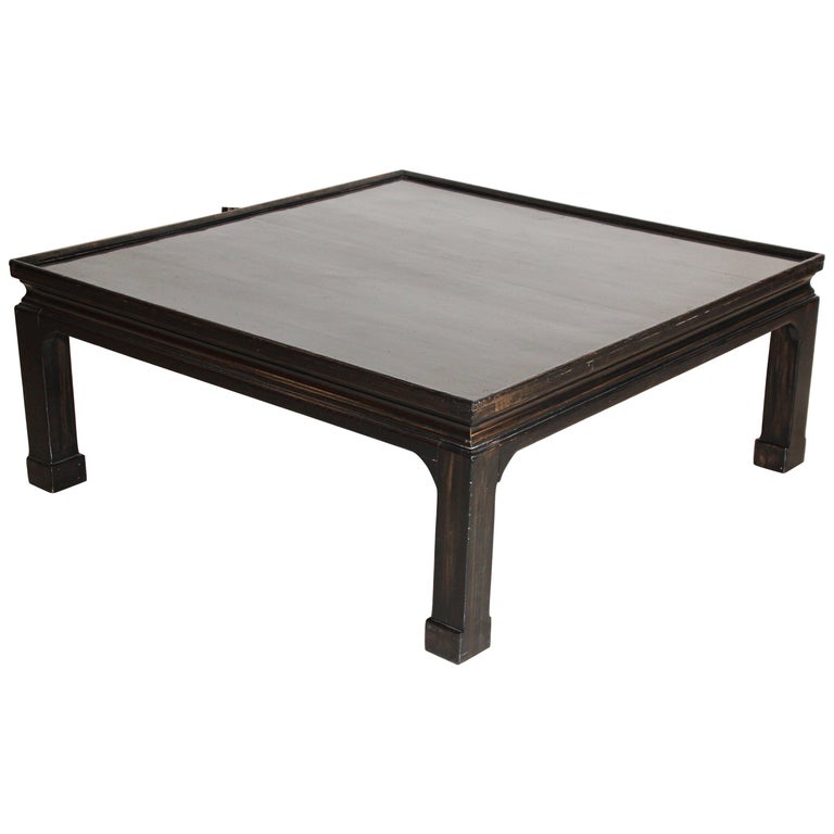 Vintage Black Lacquer Square Asian Chinese Coffee Table at 1stDibs