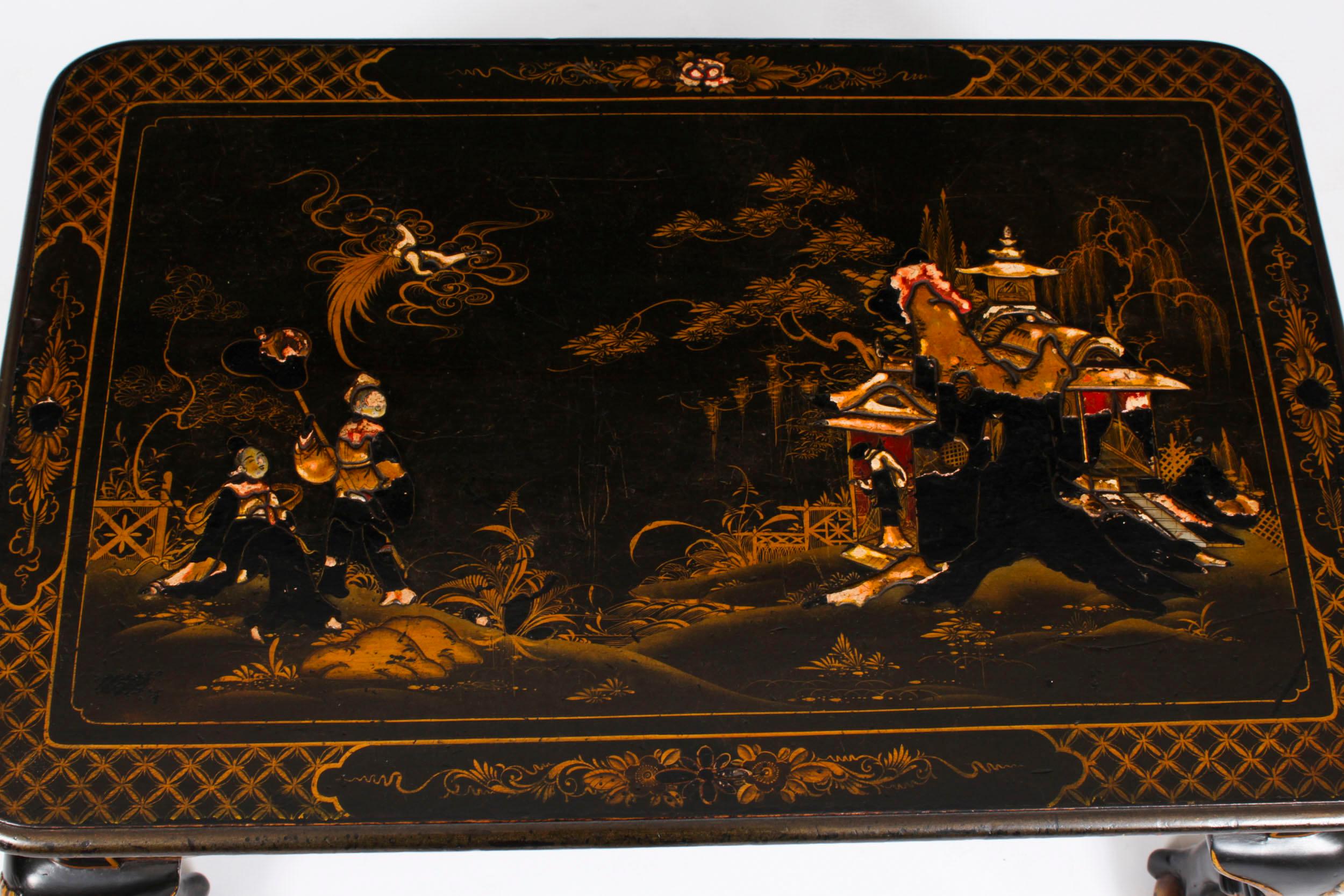 Mesa de centro vintage de Chinoiserie lacada en negro Mediados del siglo XX en Bueno estado para la venta en London, GB