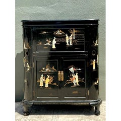 Vintage-Bar im Chinoiserie-Stil, schwarz lackiert