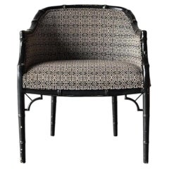 Vintage-Sessel mit gerückter Rückenlehne aus schwarz lackiertem Bambusimitat