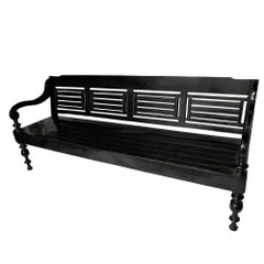 Vintage Black Lacquered Garden Bench