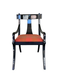 Vintage black lacquered klismos dining chairs set of 8