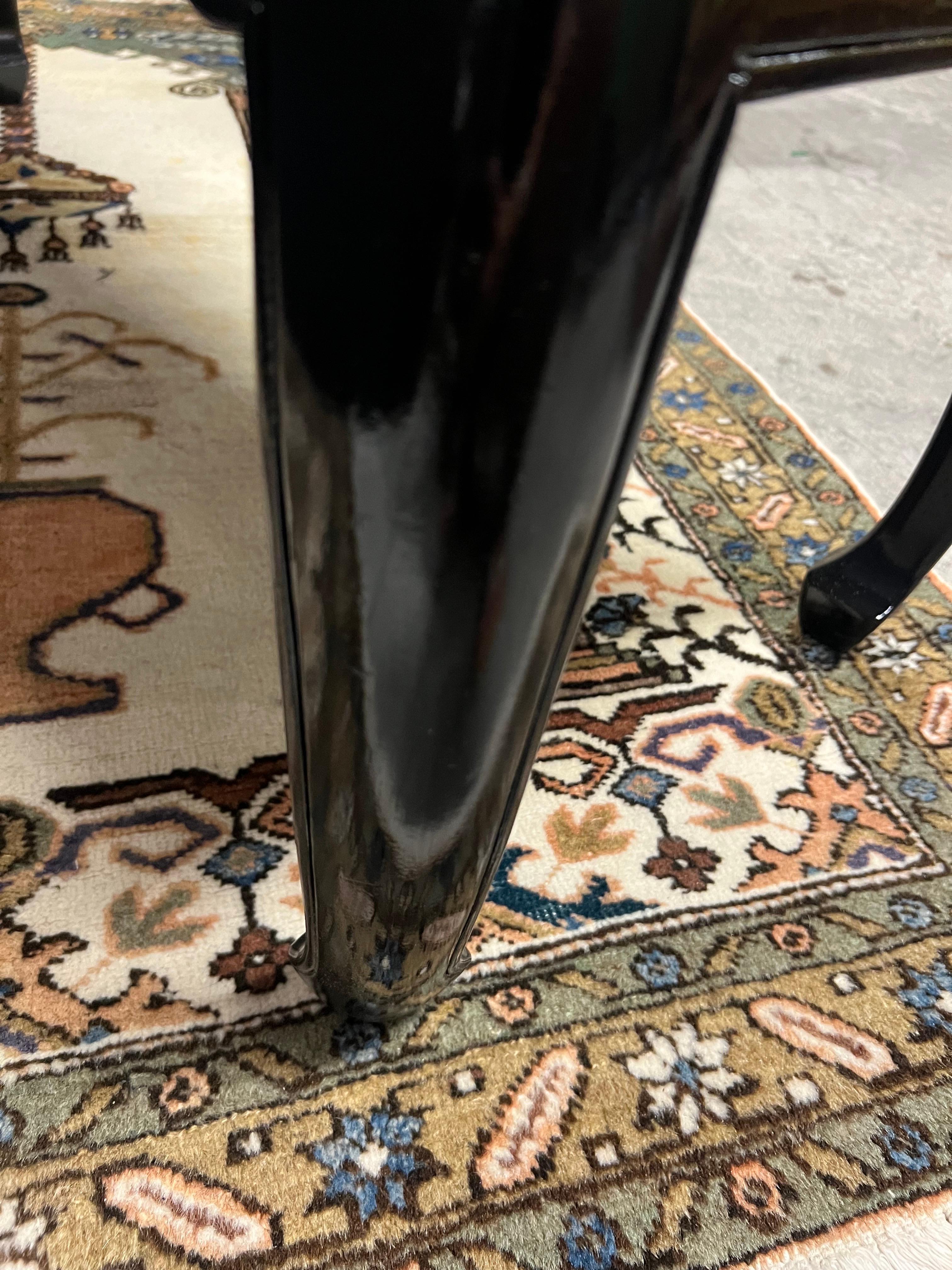 Vintage Black Lacquered Ming Style Upholstered Bench For Sale 3