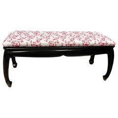 Banco tapizado estilo Ming vintage lacado en negro