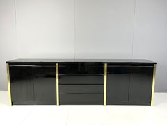 Vintage Black Lacquered Sideboard, 1980s