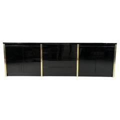 Vintage Black Lacquered Sideboard, 1980s