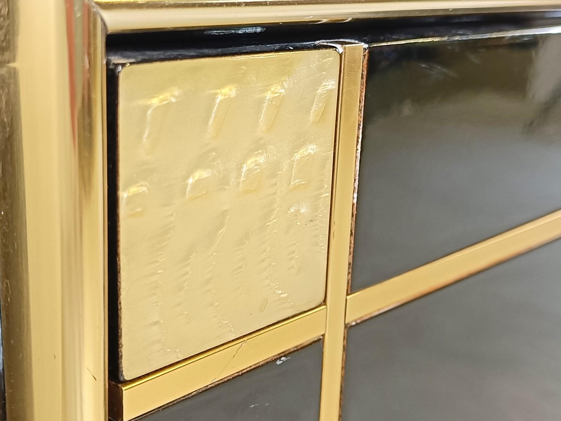 Vintage Black Lacquered Sideboard in Brass by Pierre Cardin, 1980s For Sale 1